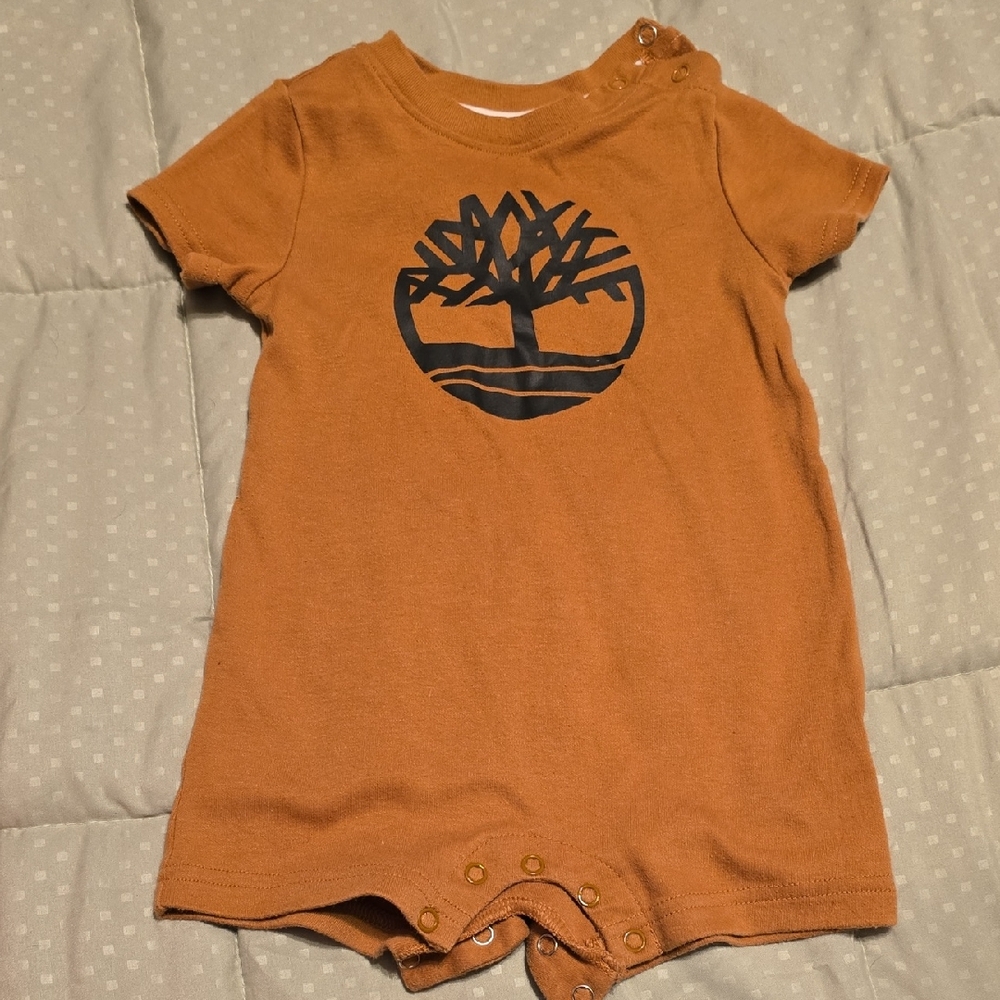Timberland Tan Baby Romper with Logo